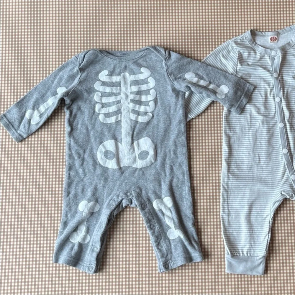 Skeleton‎ long sleeve one piece jumpsuit and striped one piece. Diff. Sizes